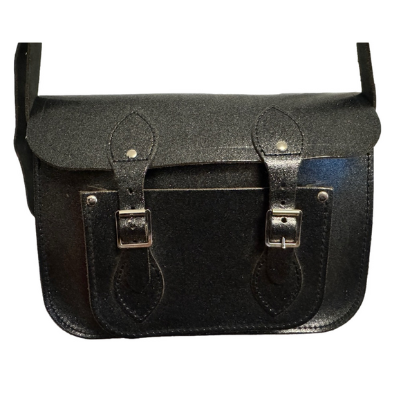 The Cambridge Satchel Company Handbags - CAMBRIDGE SATCHEL Black Leather Glitter Shoulder Crossbody Bag